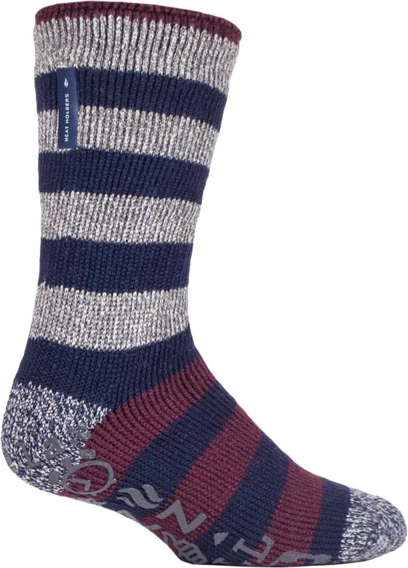 HEAT HOLDERS - Herren gestreifte Fleece gefütterte rutschfeste dicke Slipper Socken