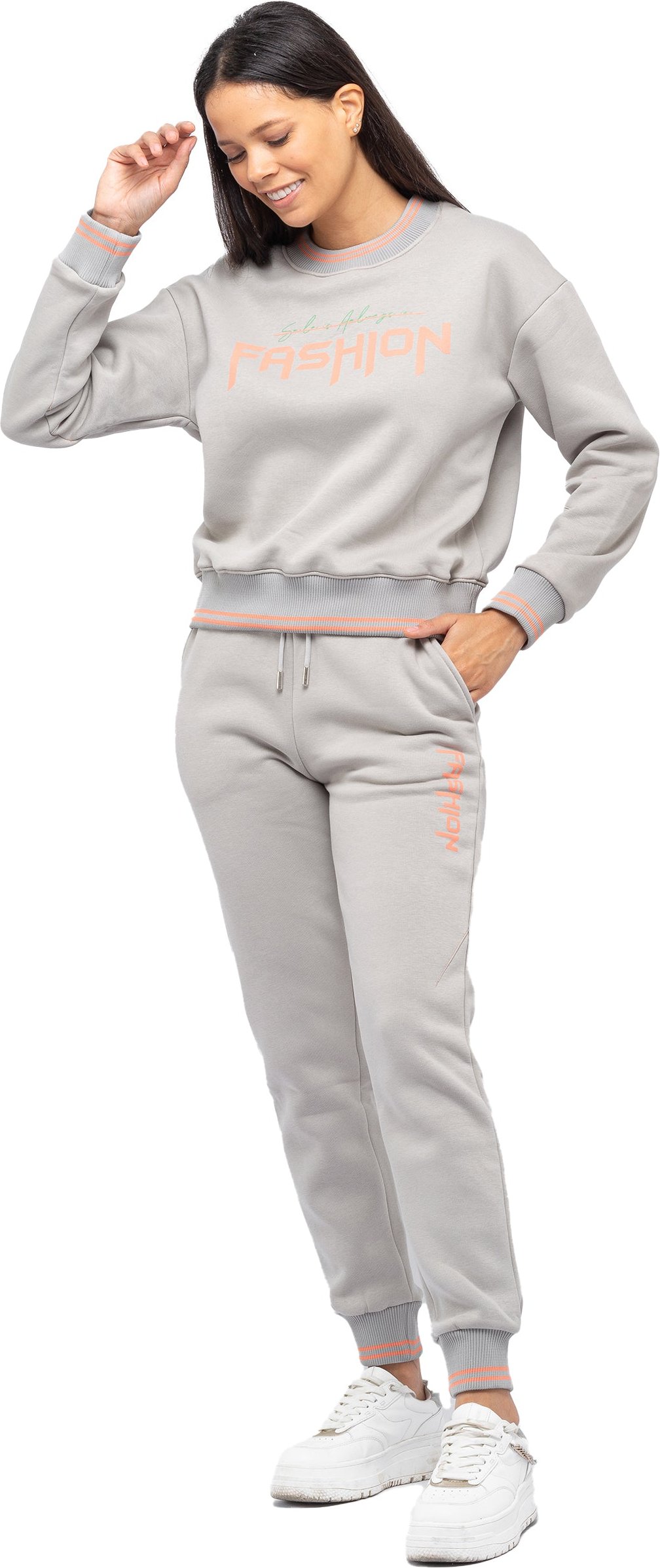 Tom Barron Damen Lässiger Trainingsanzug-Set mit Fashion-Print