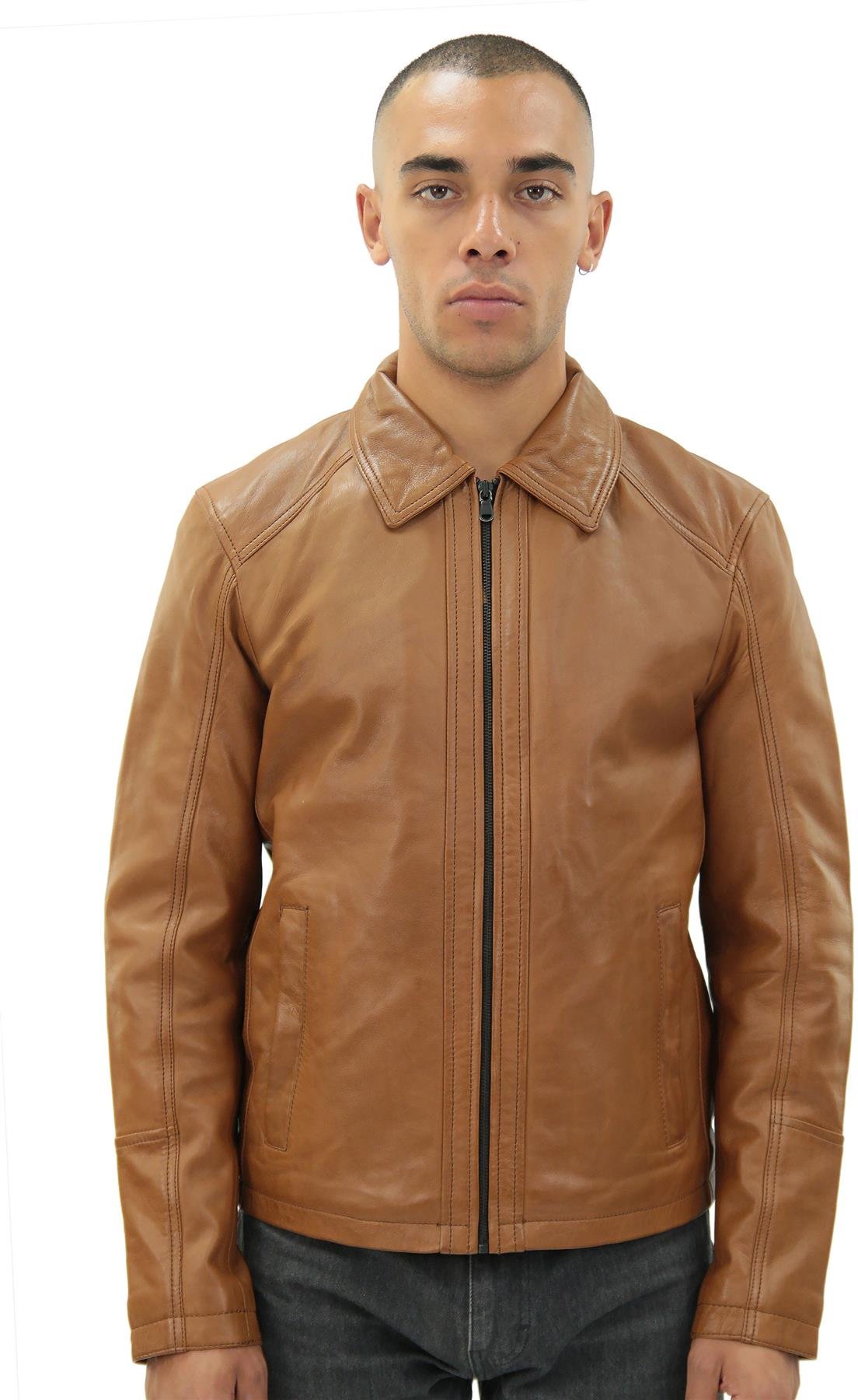 Smarte klassische Harrington-Lederjacke für Herren – New York