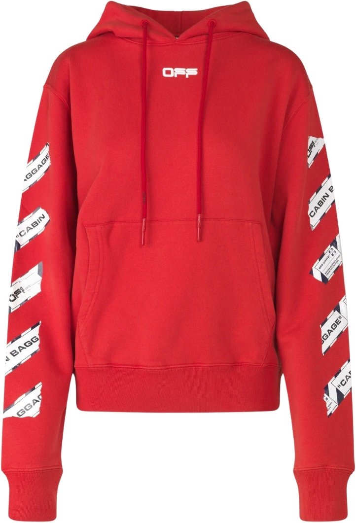 Off-White Airport Tape Diag Roter Kapuzenpullover