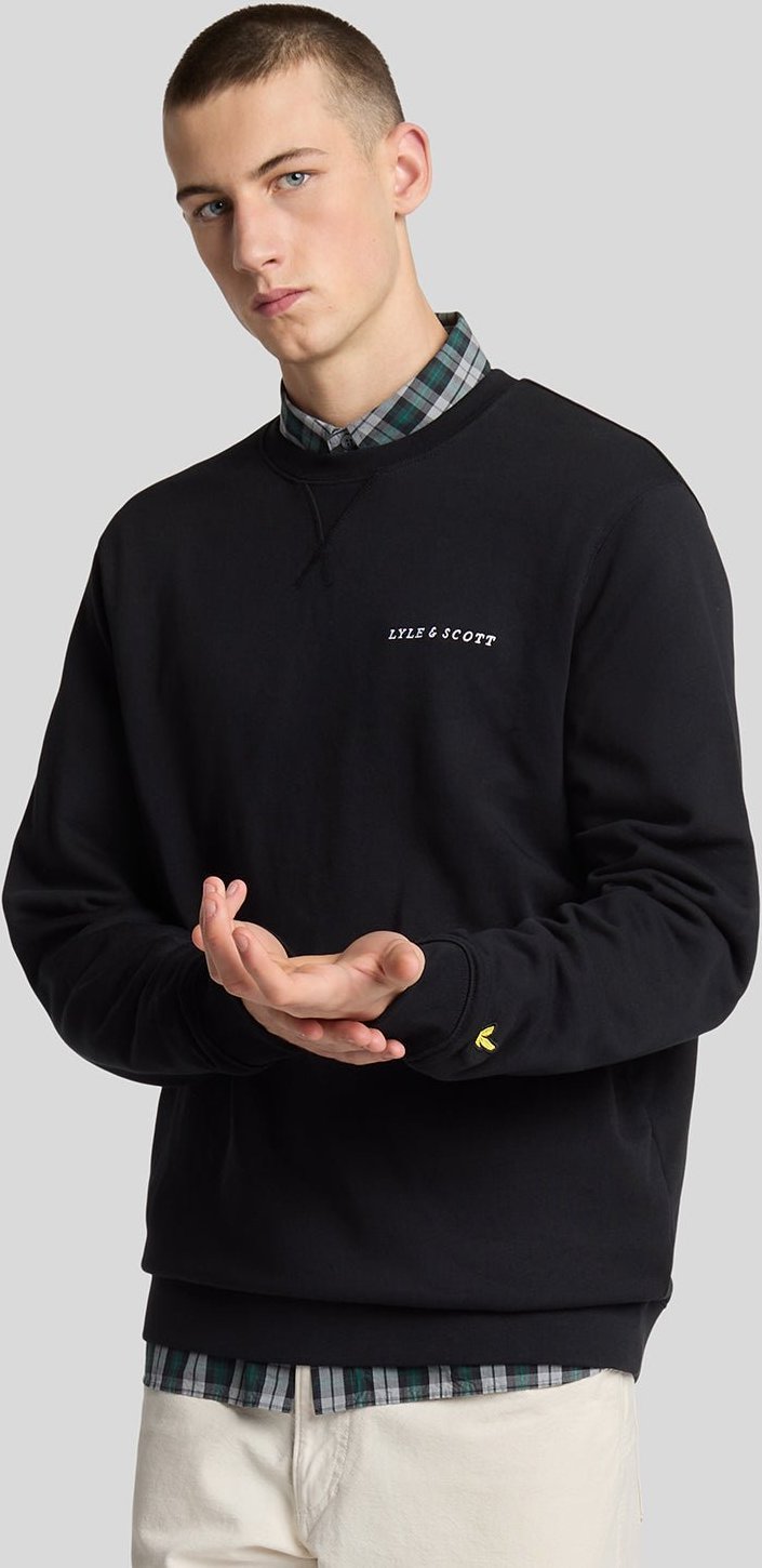 Lyle & Scott Loopback Bestickter Rundhalsausschnitt Sweatshirt - Blau