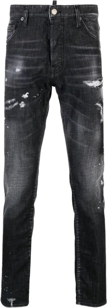 Dsquared2 Cool Guy Jean Jeans mit zerrissenen Waschungen und schwarzen Farbspritzern