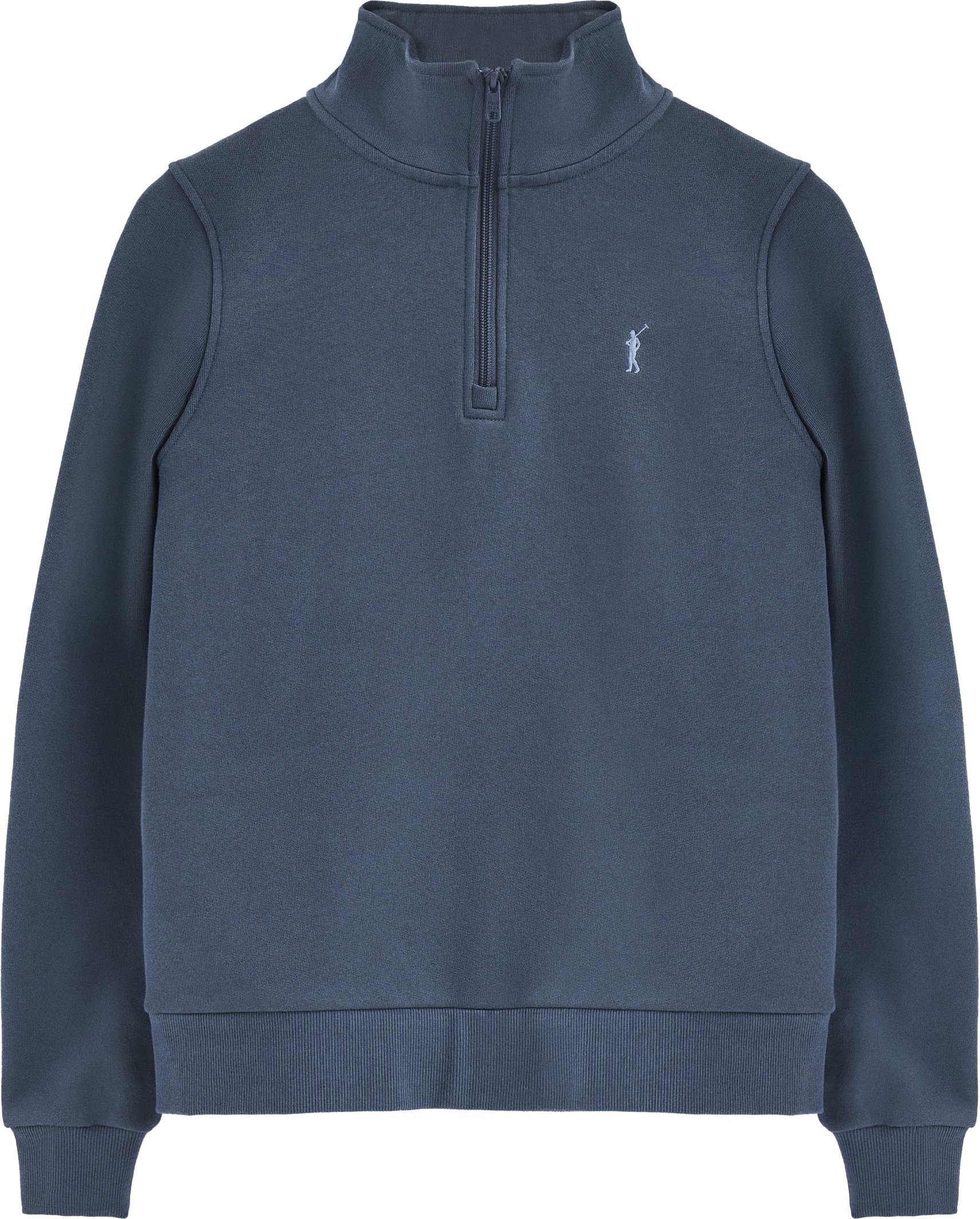 Sweatshirt denimblau mit halbem Reißverschluss und Rigby Go-Logo