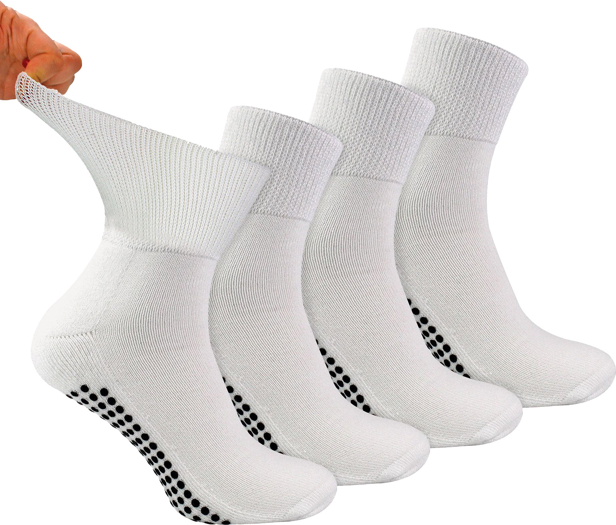 4er-Pack Kurze Bambus-Diabetikersocken mit Grips für Männer und Frauen