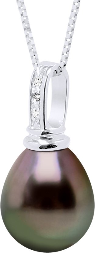 Anhänger Prestige Weißgold 375 & Diamant 0,03 ct – echte Tahiti-Zuchtperle Birne 10–11 mm