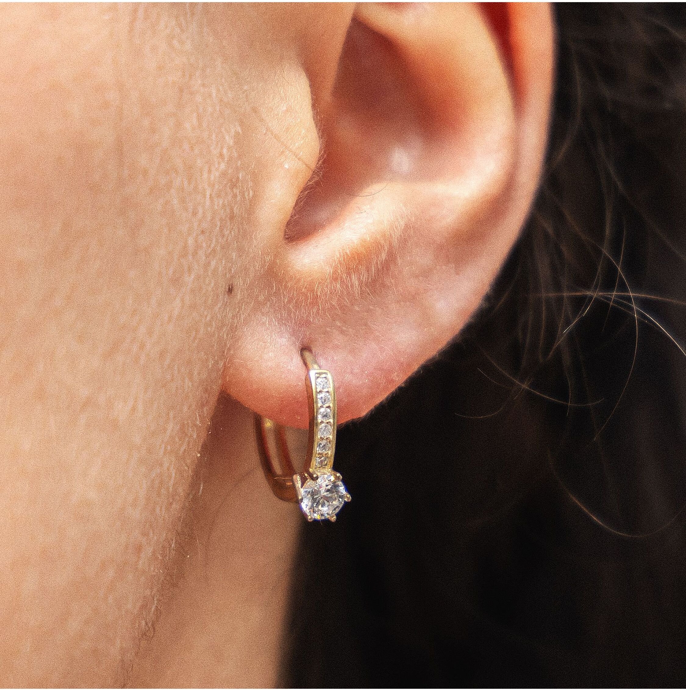 Dkeniz Creolen Creolen Solitär 925/- Sterling Silber