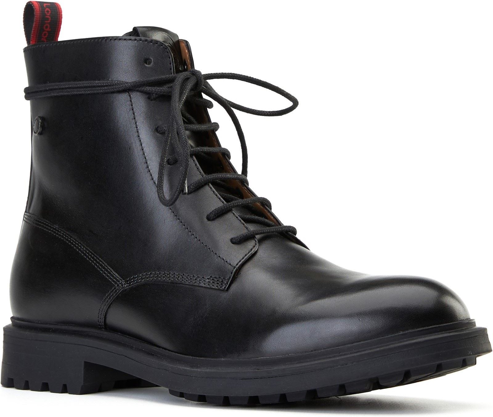 Base London Brunel Leder Herren Schwarze Stiefeletten