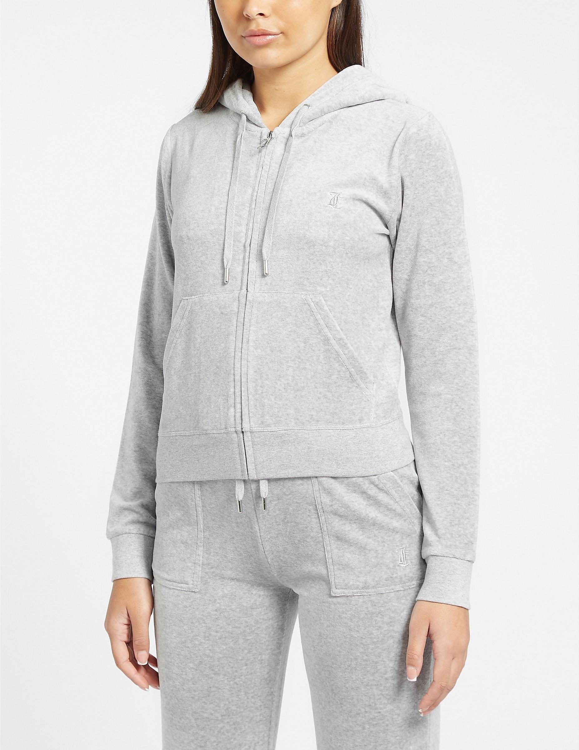 Thumbnail - Damen Juicy Couture Velours Vollzip-Trainingsjacke in Silber