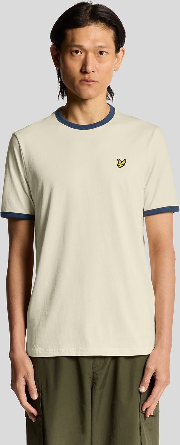 Lyle & Scott Ringer-Baumwoll-T-Shirt mit Rundhalsausschnitt – Weiß