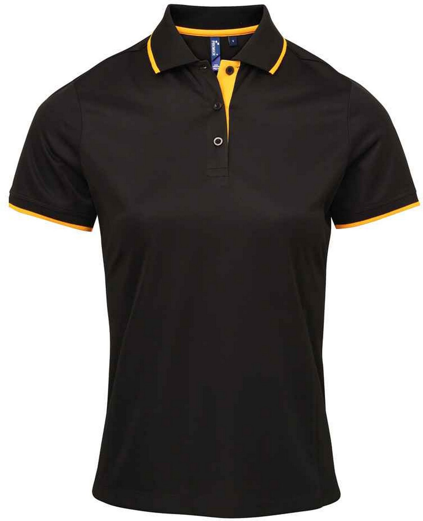 Premier - "Coolchecker" Poloshirt für Damen (Schwarz/Sonnenblume)