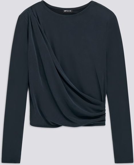 Schwarzes ALPHA DRAP Langarm-T-Shirt für Frauen