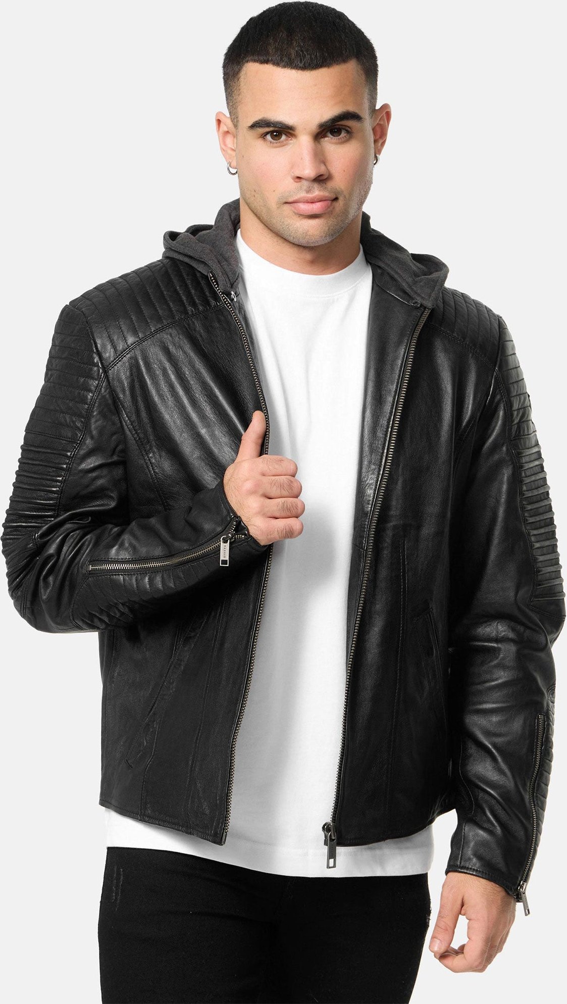 Tazzio Herren Lederjacke Biker-Look