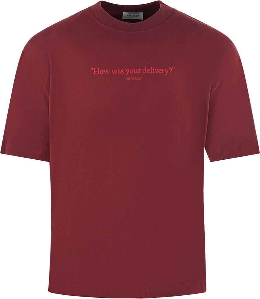 Off-White Skate Fit How Was Your Delivery Logo Dunkelrot T-Shirt