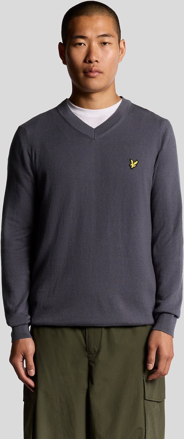 Thumbnail - Lyle & Scott Baumwoll-Merino V-Ausschnitt Pullover - Grau