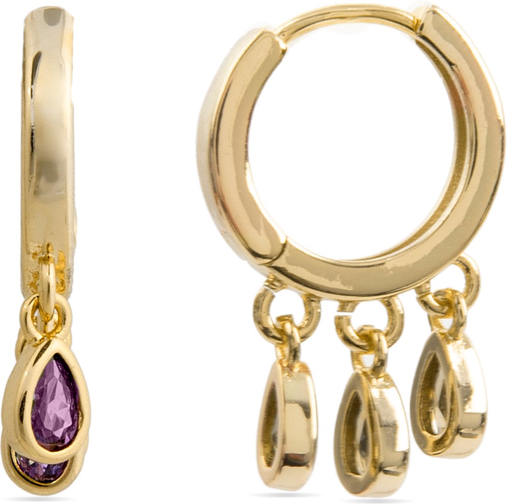 Luxenter Amethyst-Zirkonia-Ohrringe aus 18k Gelbgold - Atzul