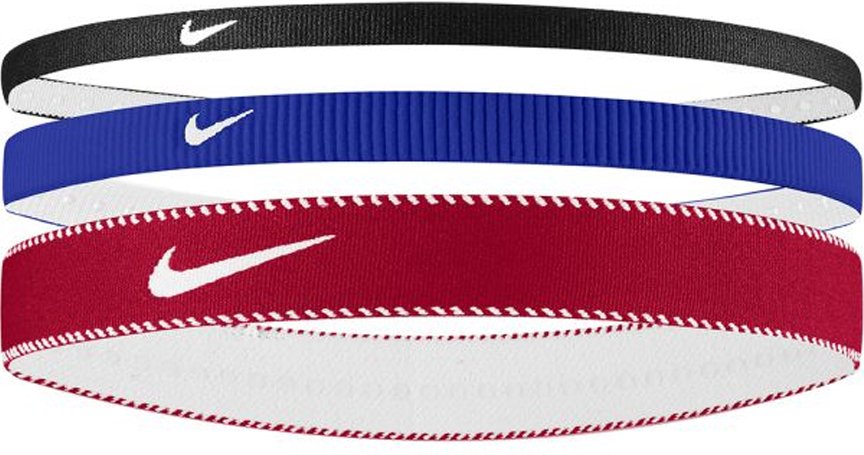 Nike - Stirnband, Flex, Klassisch (3er-Pack) (Game Royal/Universitäts-Rot/Weiß)