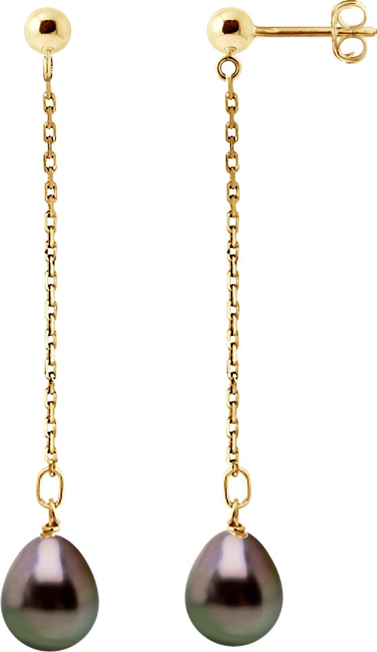 DIADEMA - Ohrringe - Anhängig - Echte Tahiti-Perlen und Gelbgold