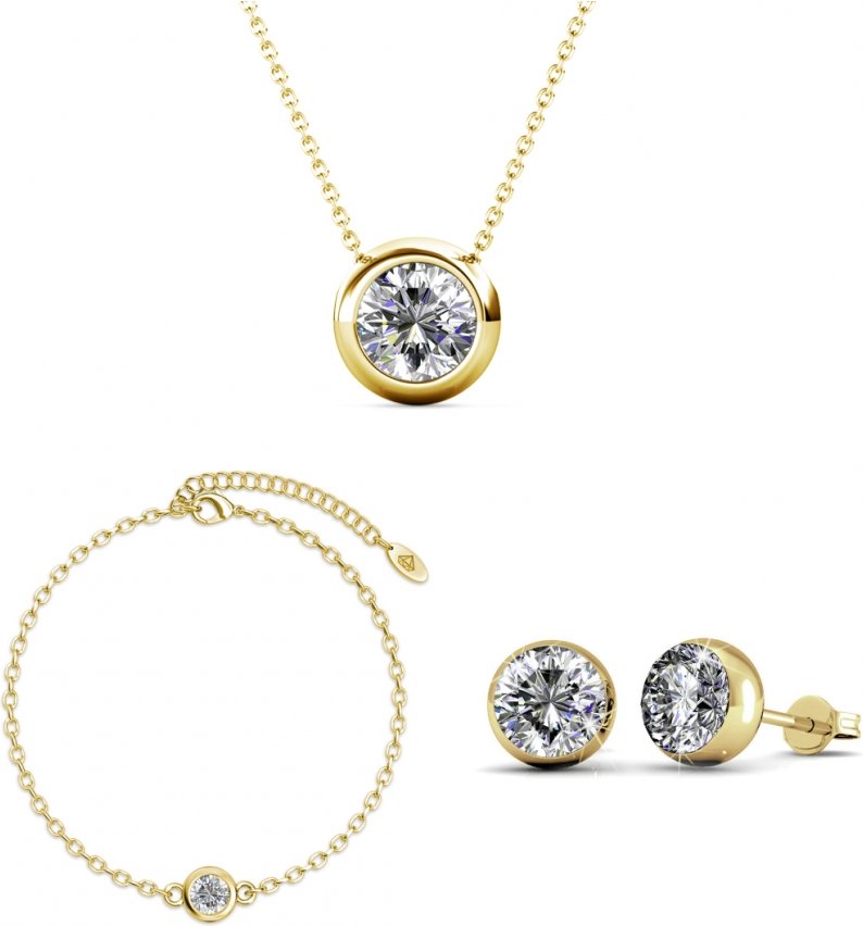 Set Mond und Geburtsstein - Gold und Kristall