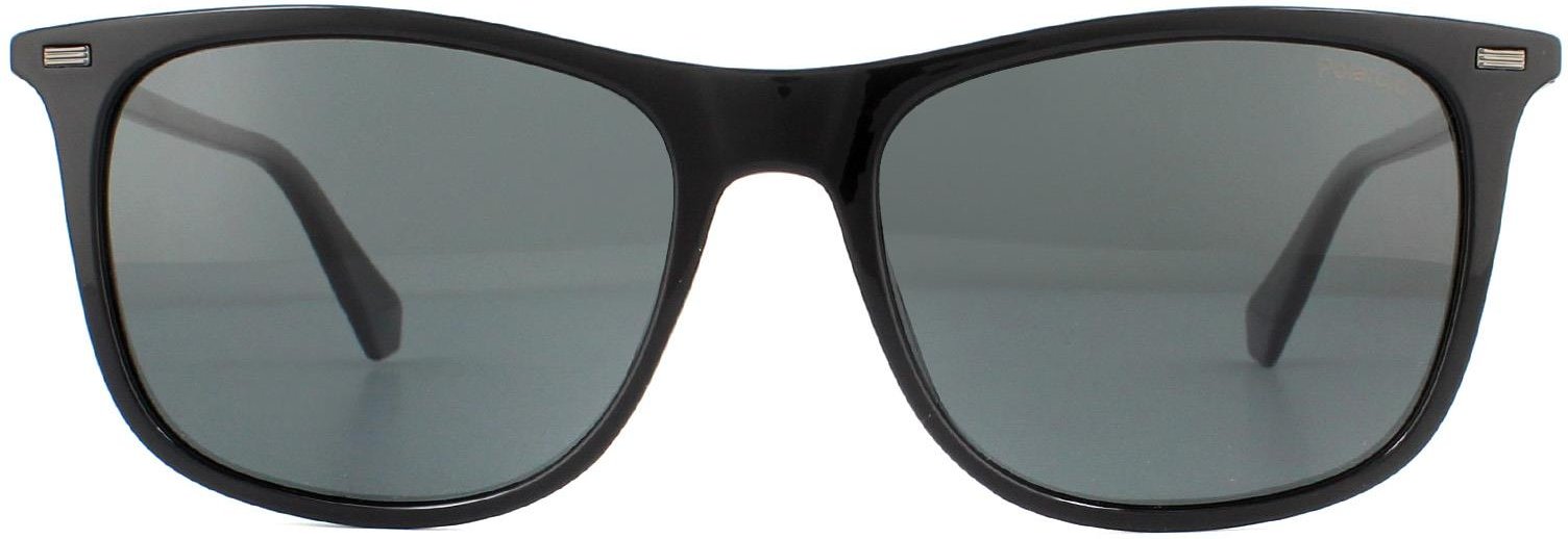Polaroid Rectangle Mens Schwarz Grau Polarisierte Sonnenbrille
