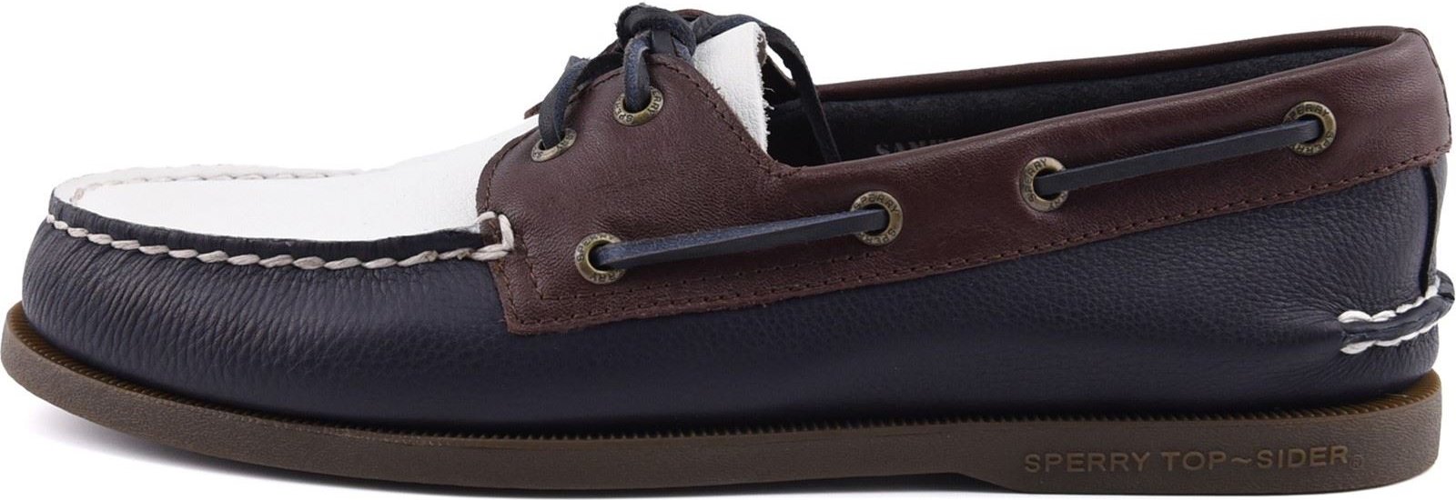 Sperry Authentic Original 2 Eye Herren Bootsschuhe Aus Leder In Marineblau/Weiß/Braun