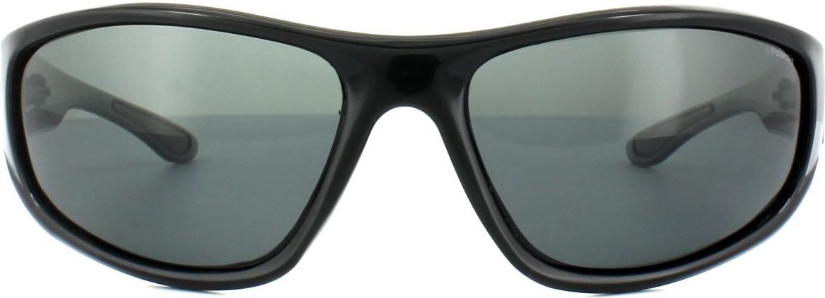 Thumbnail - Polaroid Wrap Mens Shiny Black Grey Polarisierte Sonnenbrille