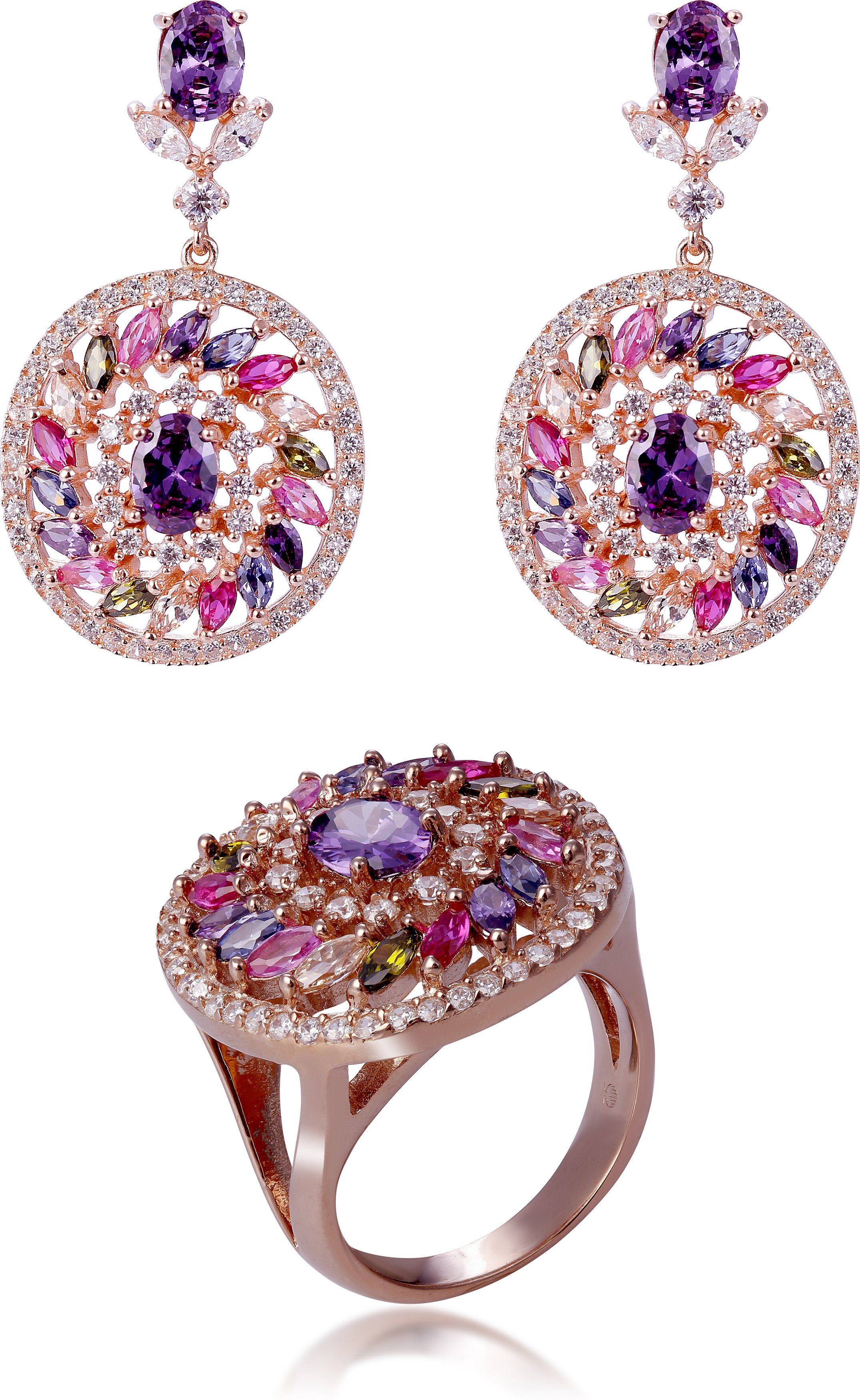 Orphelia 'Enya ' Damen-Set aus 925er Sterlingsilber: Ohrringe + Ring – Rosé SET-7428/RG