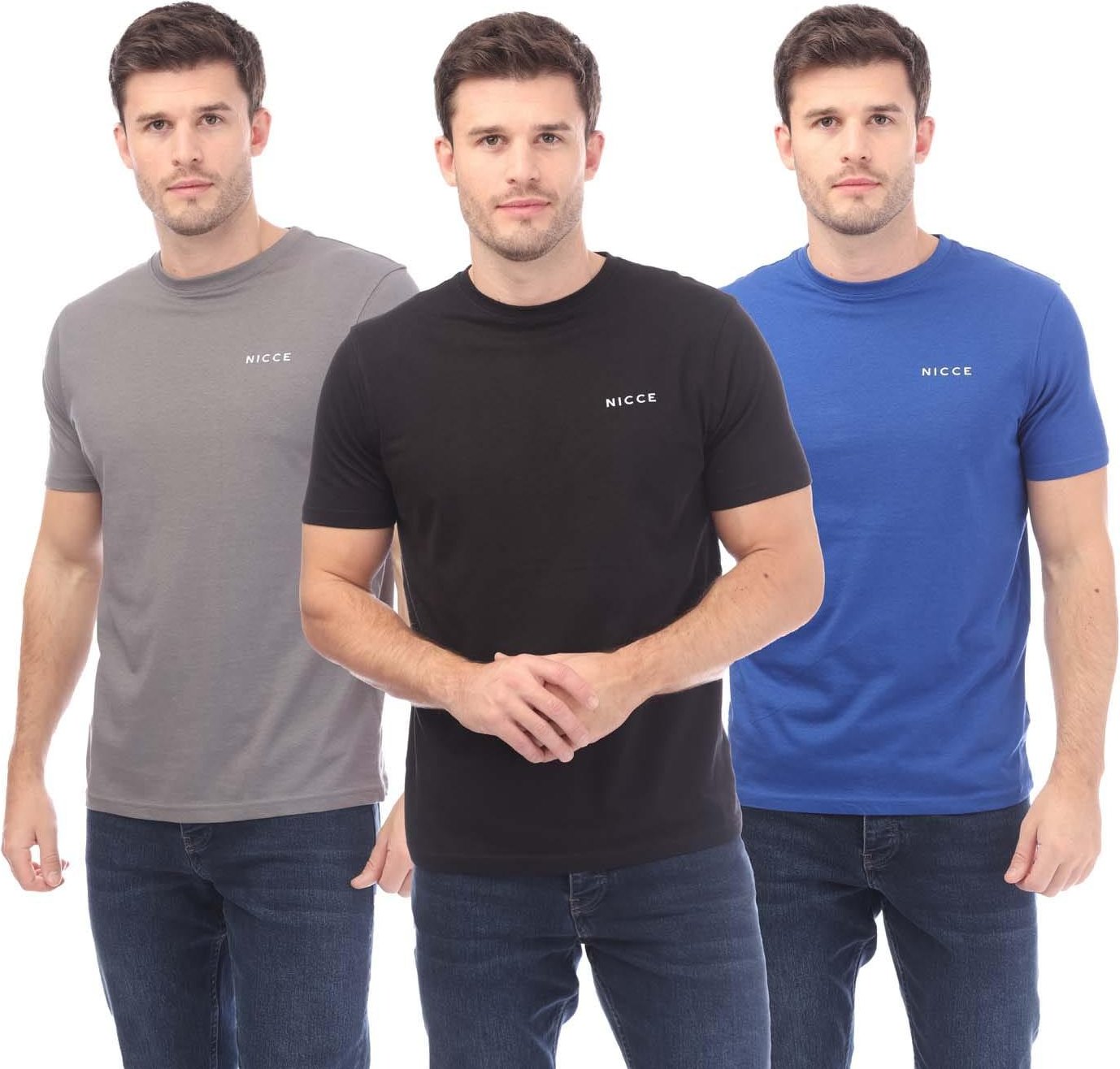 Nicce - "Duka" T-Shirt für Herren(3er-Pack) (Marine/Grau/Schwarz)