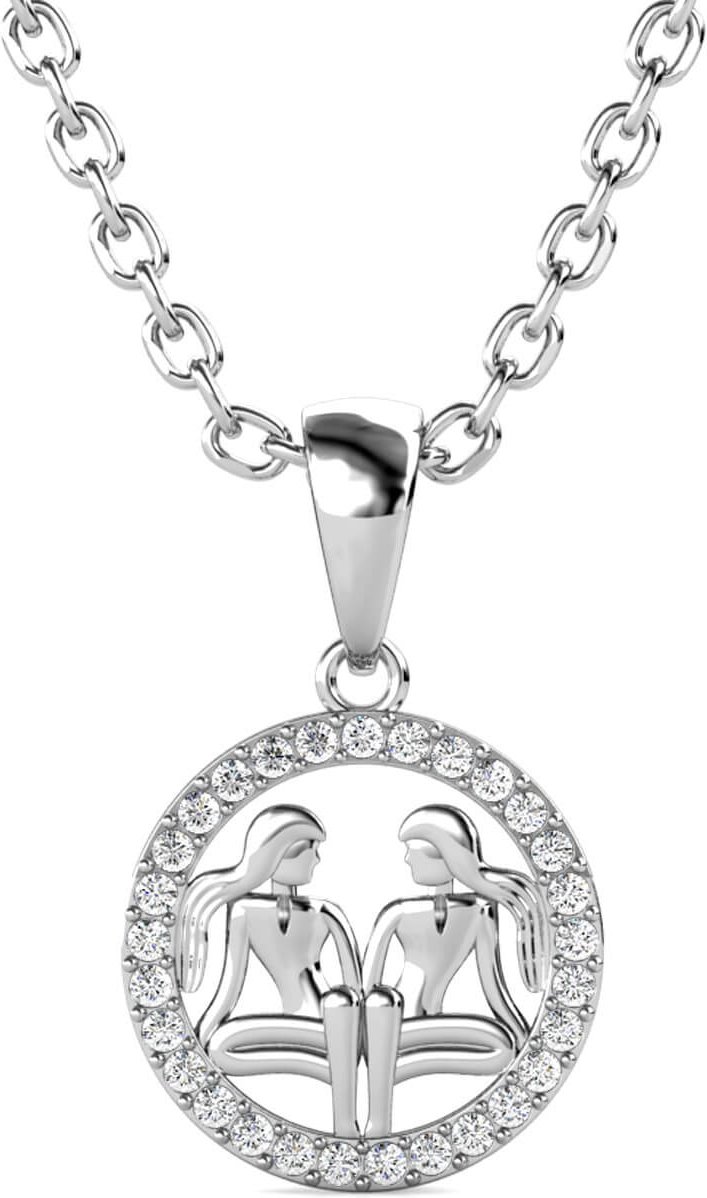 Zwillinge Sternzeichen Anhänger - Silber und Kristall