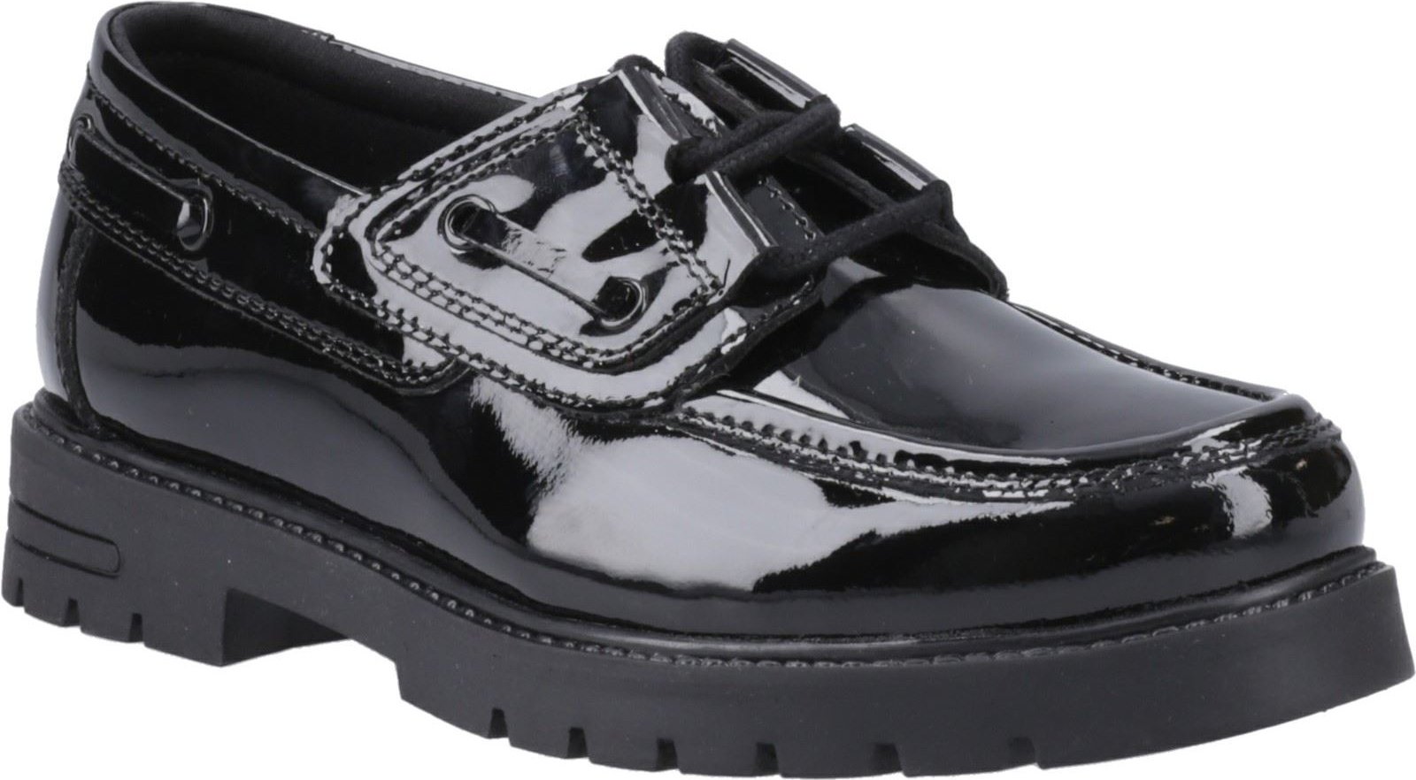 Hush Puppies Lucy Mädchenschwarze Bootsschuhe Aus Leder