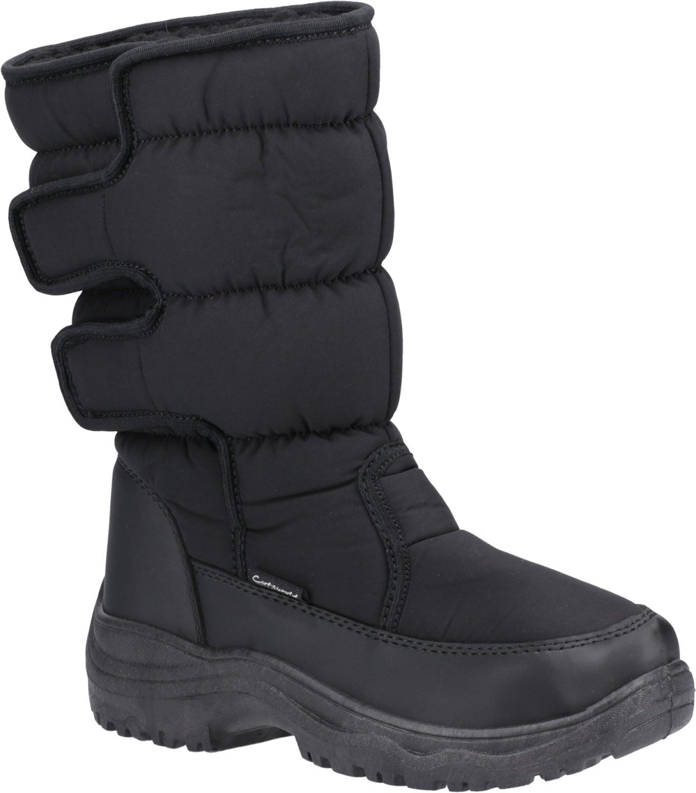 Cotswold Welland Textil Damen schwarze Winter Stiefeletten in Mid-Cut