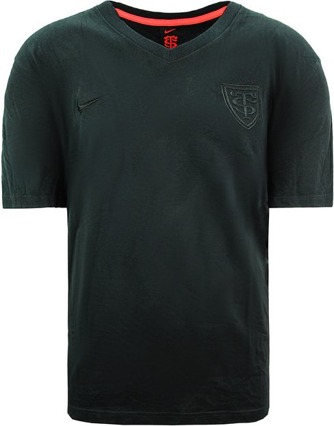 Nike Rugby State Toulousain V-Ausschnitt Kurzschlärmmenschen schwarzes T-Shirt 444322 010