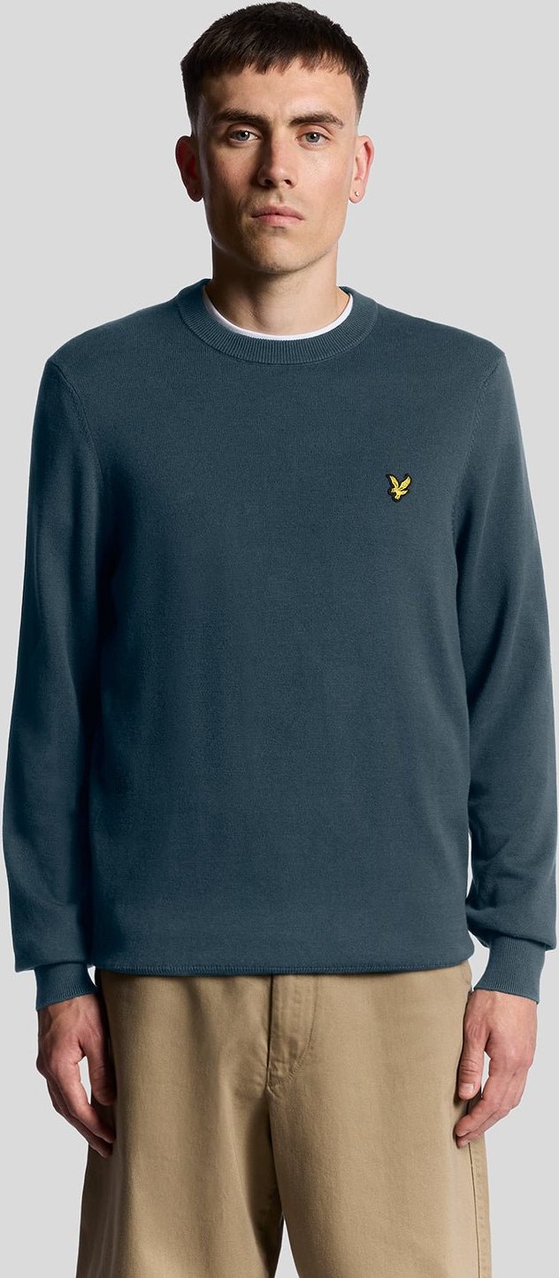 Lyle & Scott Baumwollpullover mit Rundhalsausschnitt – Blau