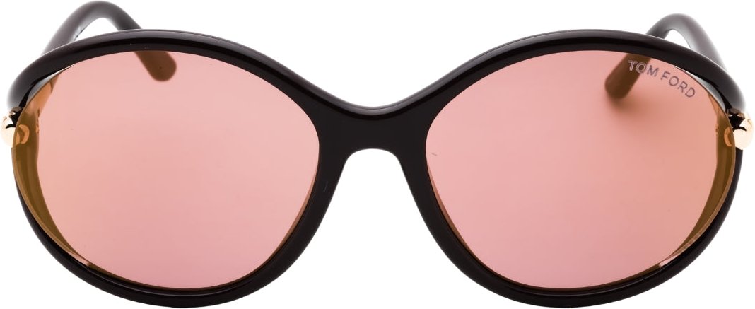 Tom Ford - Sonnenbrille mit glänzendem, dunkelbraunem Rahmen und rosébraunen Gläsern