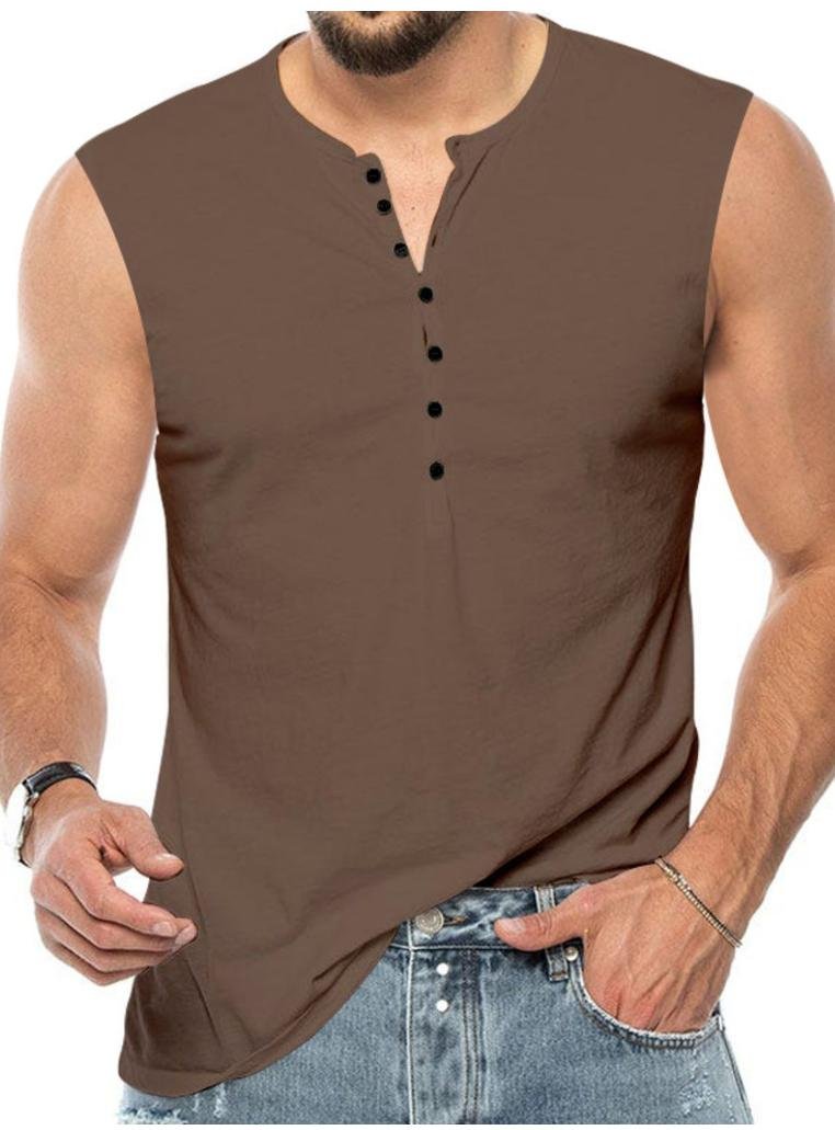Thumbnail - Herren Tanktop in Übergröße mit Knopfdetail