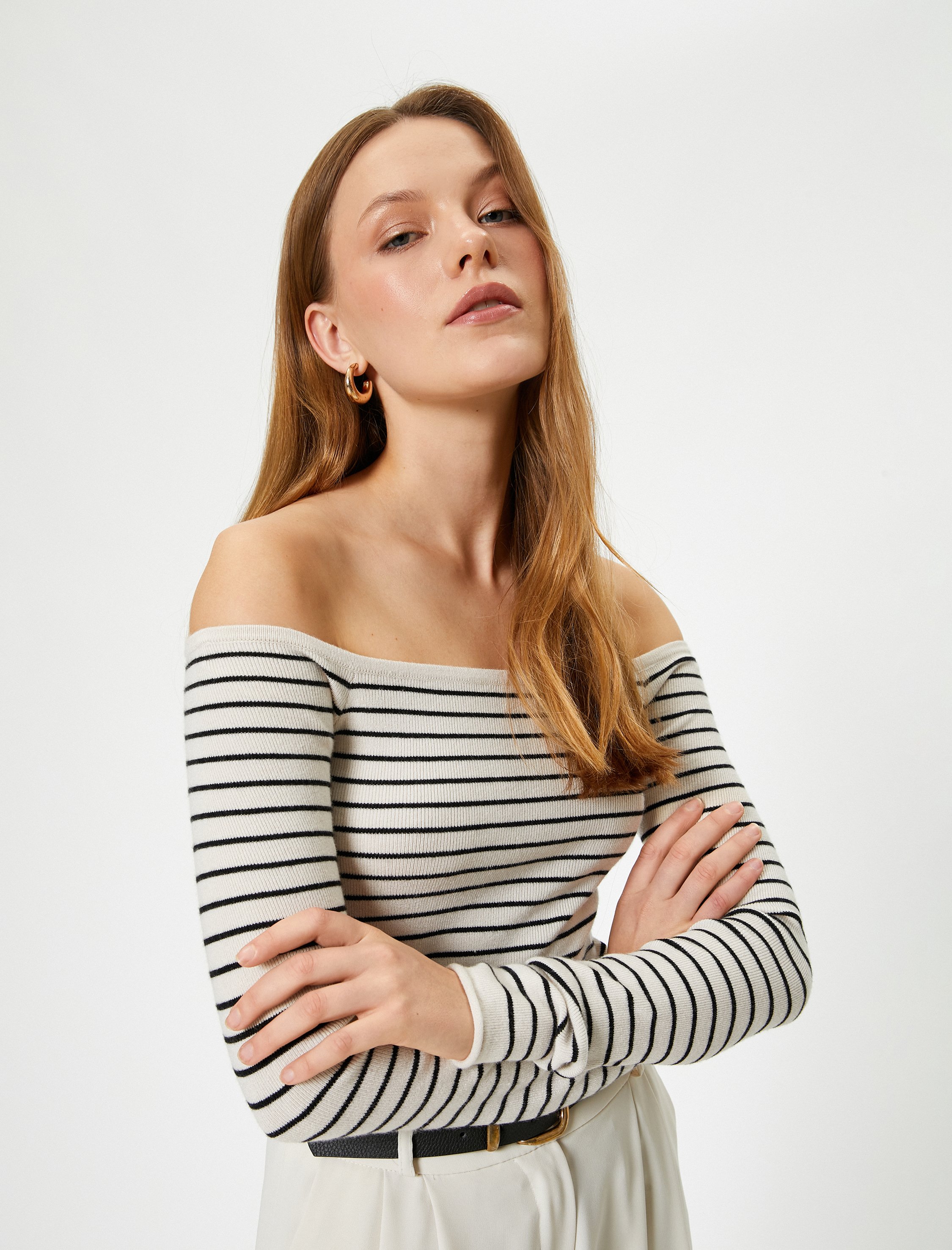 Koton Sweater U-Boot-Kragen Regular Sweater