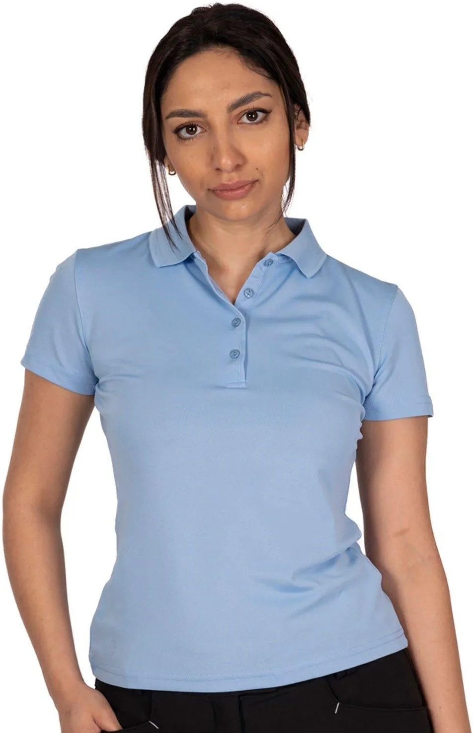 Island Green - "Classic" Poloshirt für Damen - Emblem (Cerulean Blau)