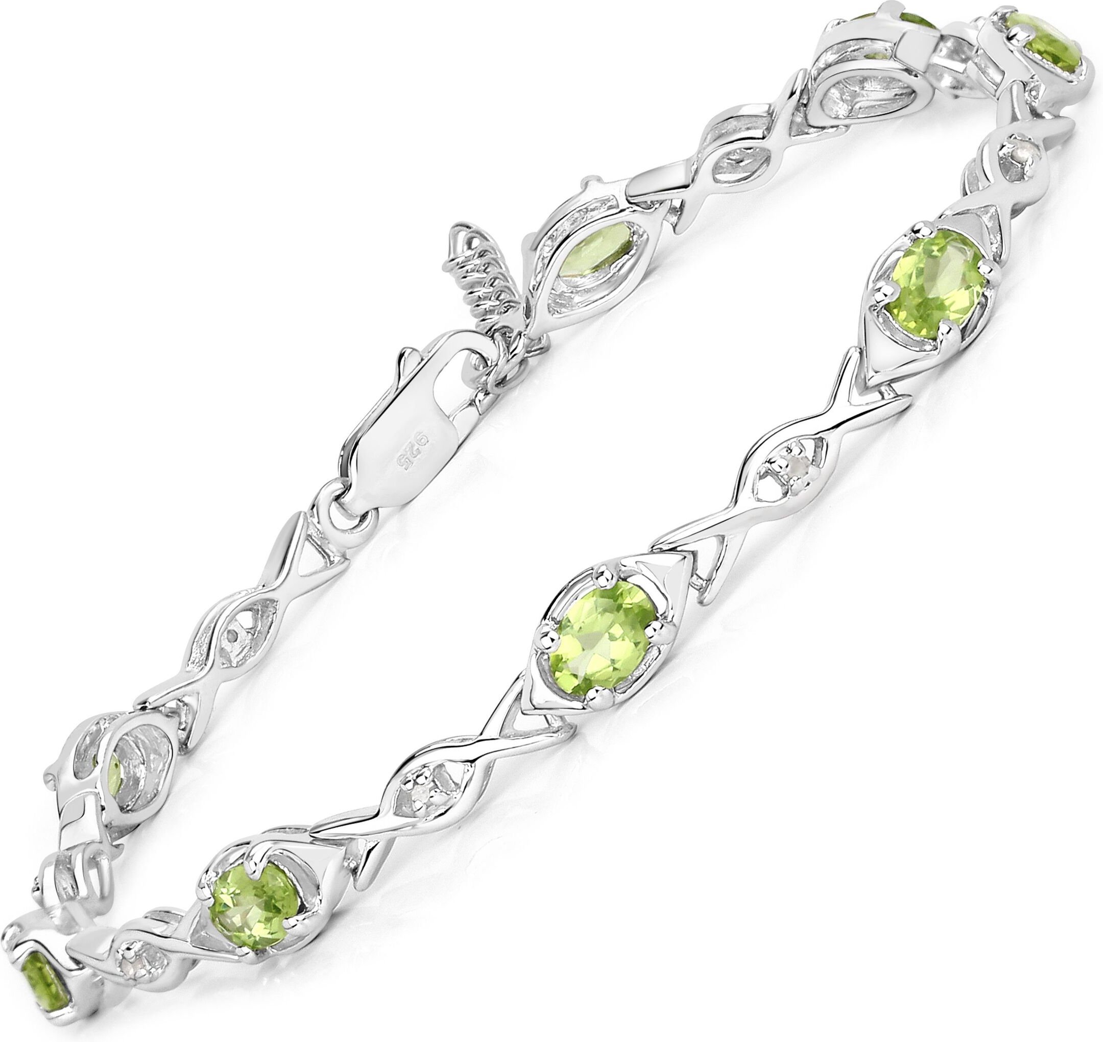 Vira Jewels Armband 925-Sterling Silber rhodiniert Glänzend Peridot grün