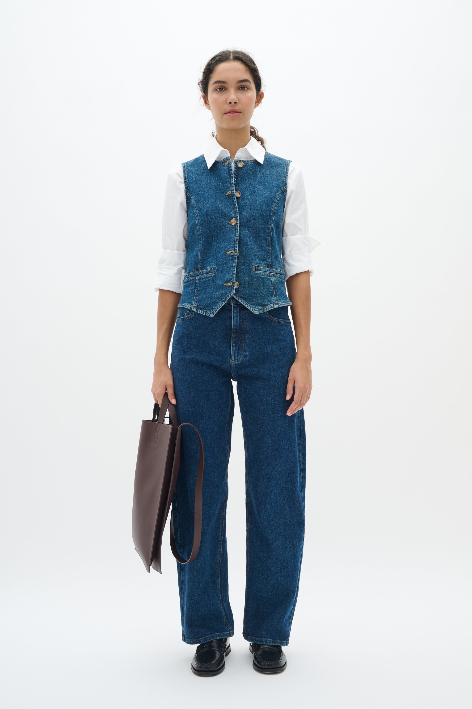 Weste Gerade Passform Dark Blue Denim dark blue