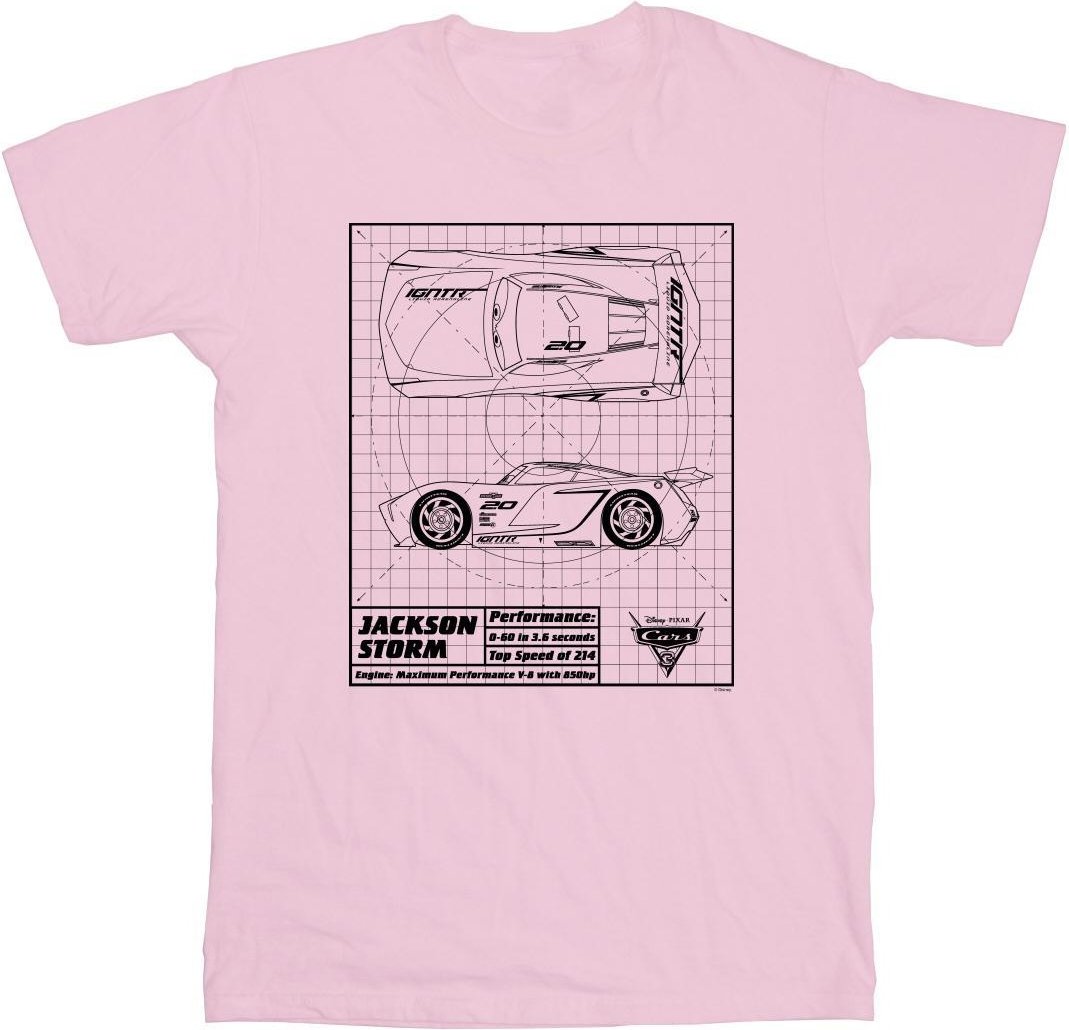 Disney - "Cars Jackson Storm Blueprint" T-Shirt für Herren (Babyrosa)