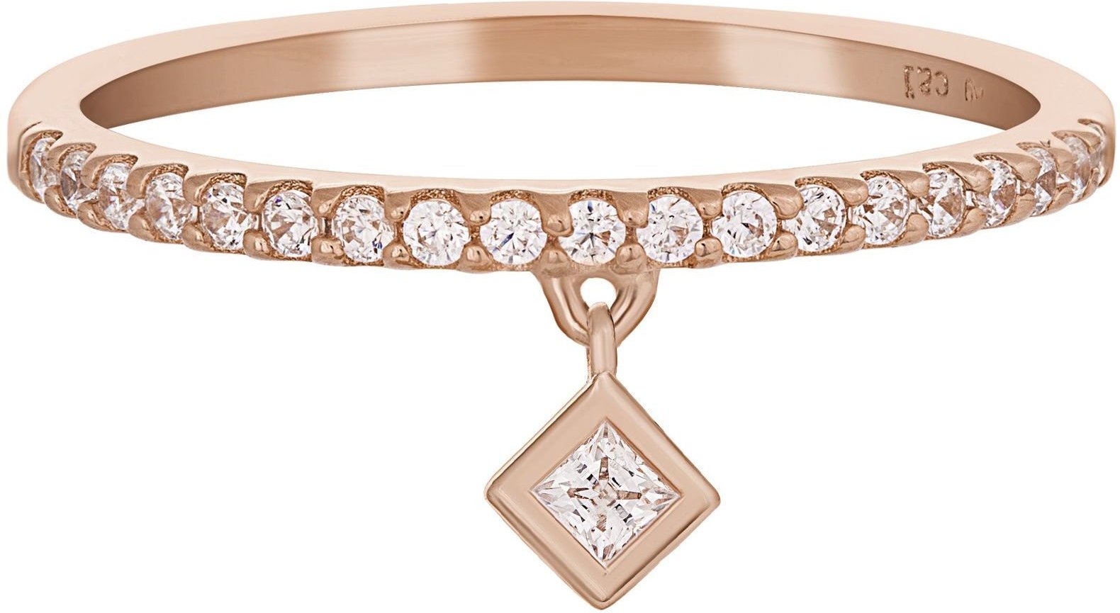 cai Ring 925 Sterling Silber rosé vergoldet Anhänger Raute Zirkonia