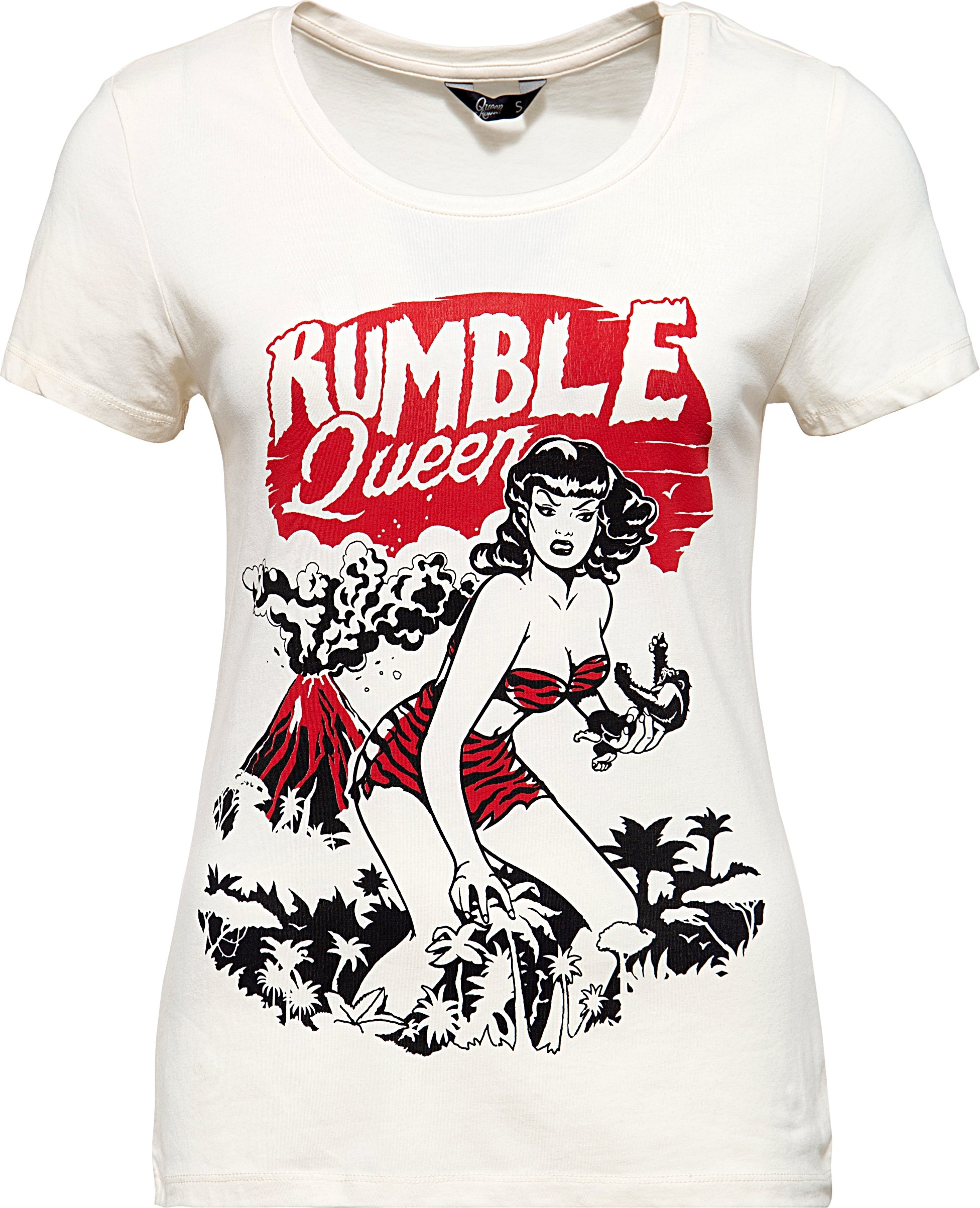 Queen Kerosin Damen QUEEN KEROSIN T-Shirt im Vintage Look Rumble Queen offwhite