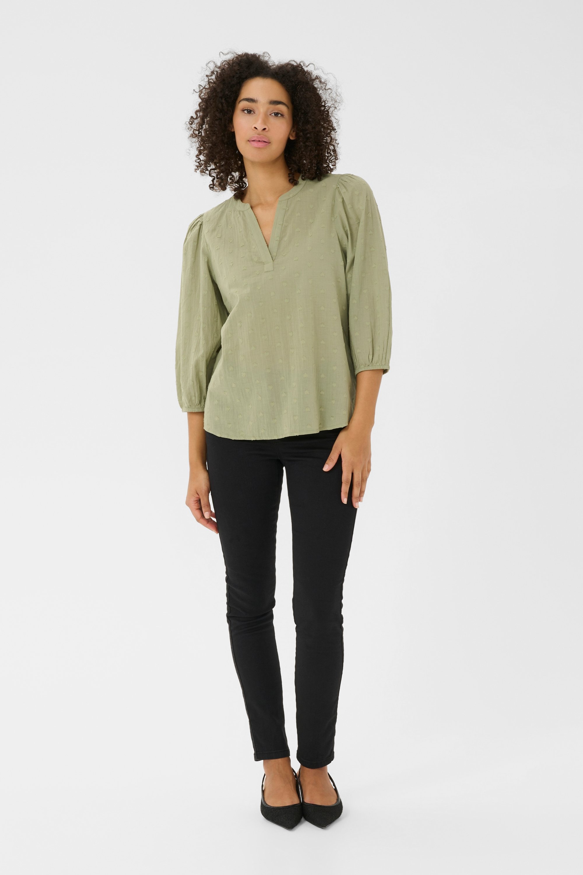 Langarm-Bluse Regular fit Oil Green