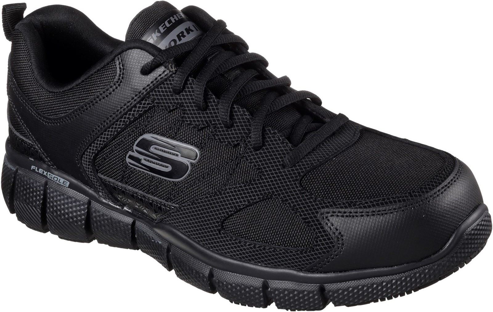 Skechers Workwear Telphin Sanphet Herren Sicherheitssneaker aus schwarzem Leder