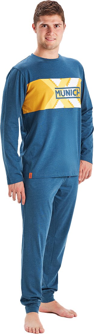 MU1 Herren-Winterpyjama mit langen Ärmeln und Rundhalsausschnitt