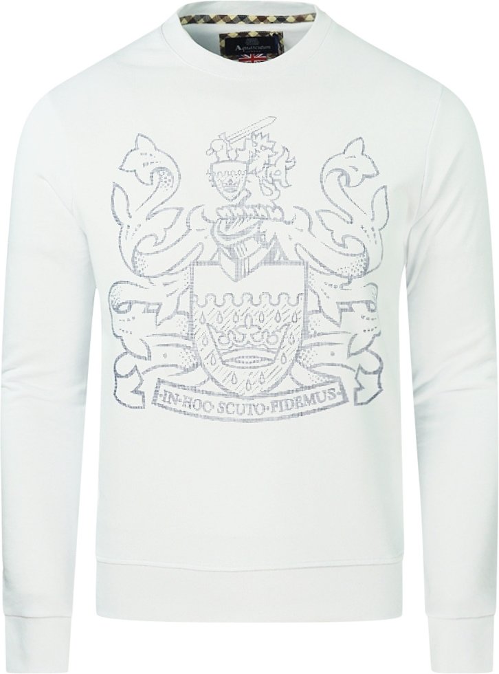 Aquascutum Pixel Aldis Logo Weißes Sweatshirt
