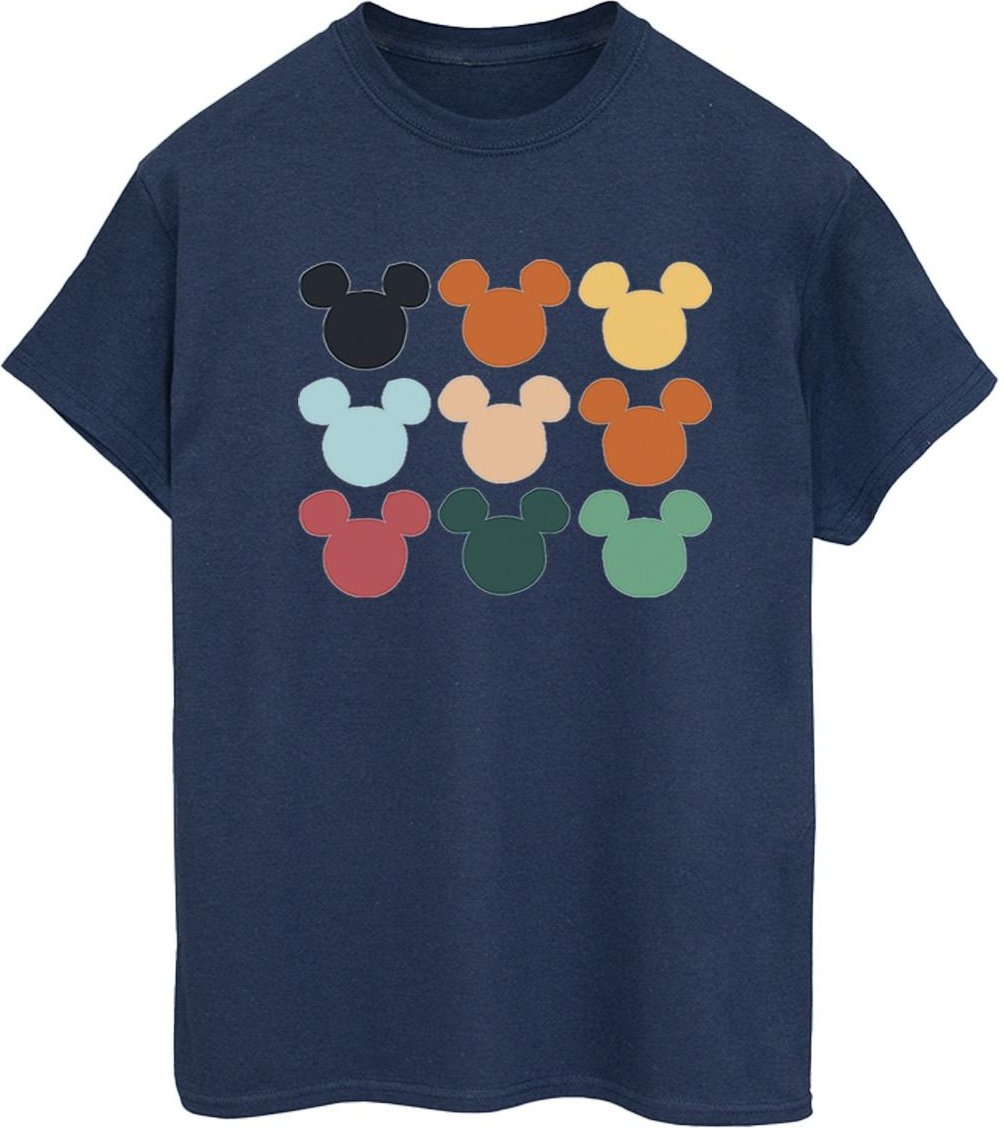 Disney Damen/Damen Micky Maus Köpfe Quadrat Baumwolle Boyfriend T-Shirt (Marineblau)