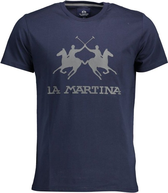 Thumbnail - La Martina Chic Rundhalsausschnitt Baumwollshirt in Blau