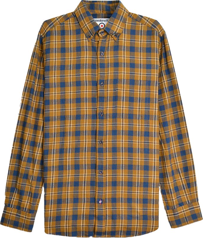 Lambretta - Hemd für Herren, angeraut, Langärmlig (Senf /Marine)
