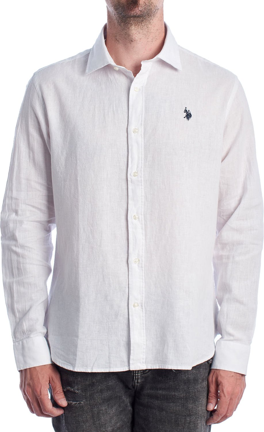 Langarmhemd aus Baumwolle und Leinen für Herren US41104030