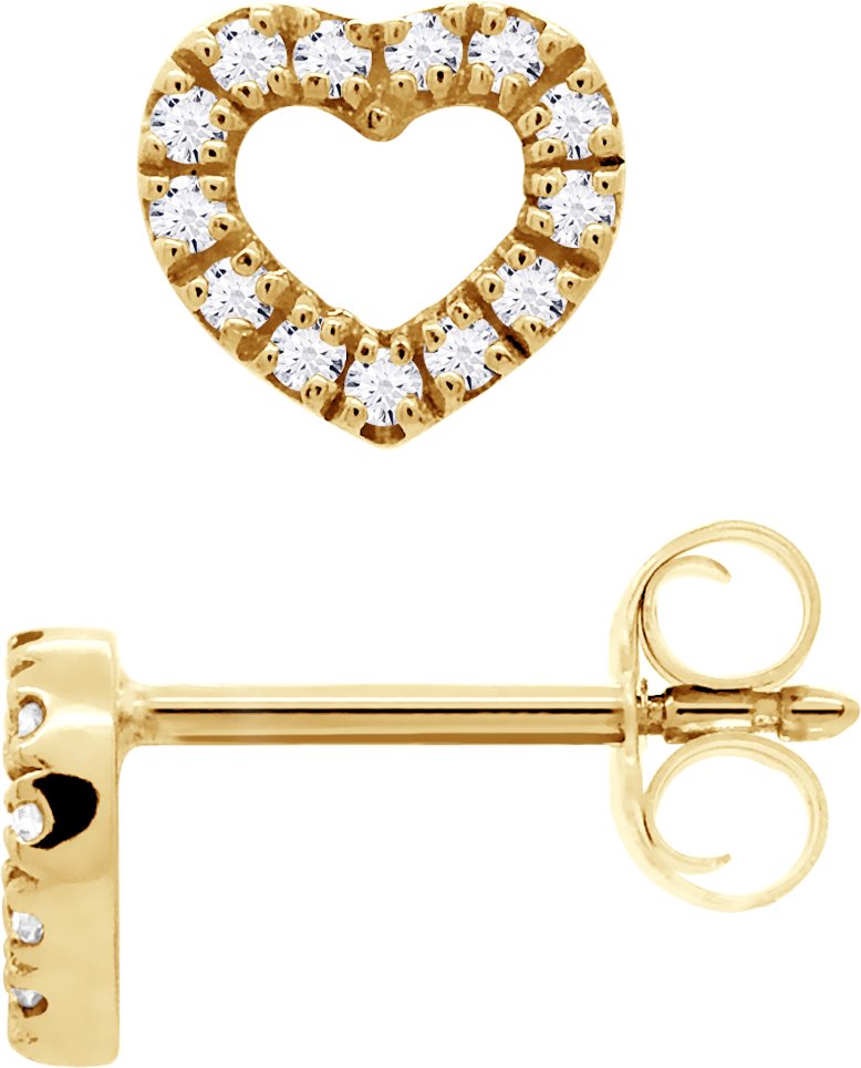 DIADEMA - Ohrringe mit Diamanten - Herz - Gelbgold